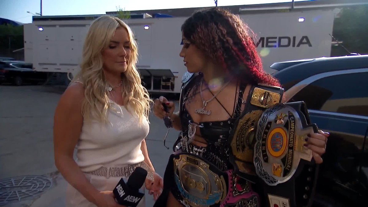 8 Belts Moné! The TBS Champion Último Moné has arrived, and she did it in absolute style. Watch #AEWDynamite LIVE on TBS &amp; HBO Max