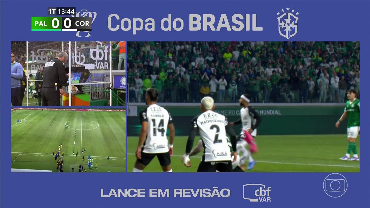 O lance da expulsão de Aníbal Moreno, do Palmeiras, pela cabeçada em José Martínez, do Corinthians. 🎥 TV Globo 📺 | ge