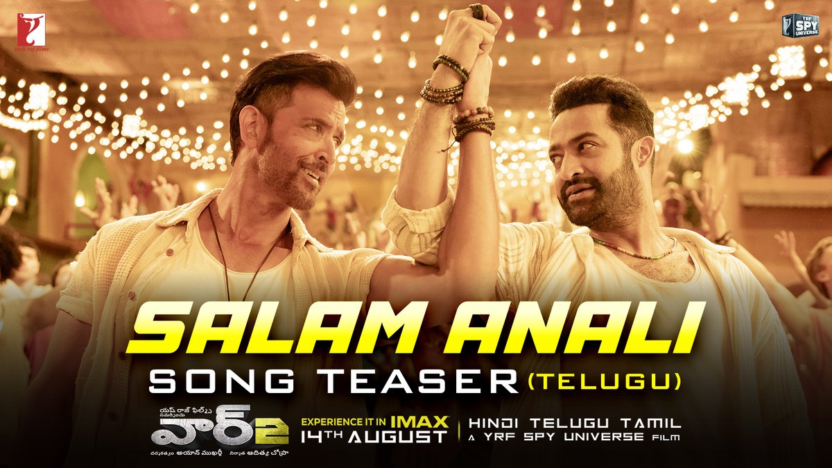 The dance WAR you’ve been waiting for is almost here. Here’s the tease... #SalamAnali full song in theatres only! #War2 releasing in Hindi, Telugu and Tamil in cinemas worldwide on 14th August. Hrithik Roshan | Kiara Advani | #AyanMukerji | Pritam | Nakash Aziz | #YazinNizar | #KrishnaKanth | Bosco Martis | #AnaitaShroffAdajania | Yash Raj Films | #YRFSpyUniverse