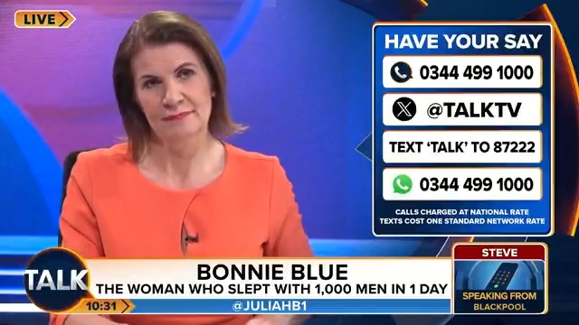 "I'm going to stick up for her... she found a niche in the market. I don't know why nobody else thought this in the past?" Steve in Blackpool says he watched the Bonnie Blue Channel 4 documentary on the way to work this morning.