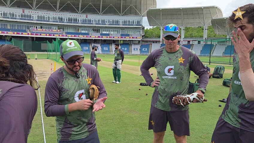 Pace, precision and some friendly banter 🎯 Hassan Ali 🇵🇰, Naseem Shah, Shaheen Afridi and Faheem Ashraf رانا فہیم اشرف take on the '𝐇𝐢𝐭 𝐭𝐡𝐞 𝐓𝐚𝐫𝐠𝐞𝐭' challenge ☄️ #WIvPAK | #BackTheBoysInGreen