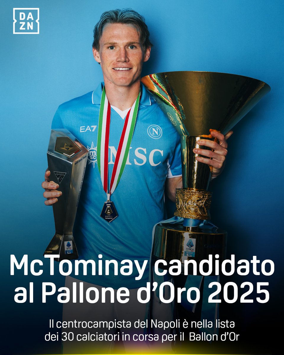 ๐๐๐จ๐ญ๐ญ ๐๐๐๐จ๐ฆ๐ข๐ง๐๐ฒ รจ nella lista dei 30 candidati al #PallonedOro 2025 ๐ซ๐ต๐ฅ #McTominay #Napoli #BallondOr #DAZN