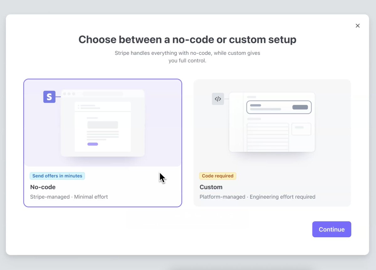 We've updated Stripe Capital for platforms. You can now send financing offers to your users in *minutes* from your dashboard—with no code. Available in the US: