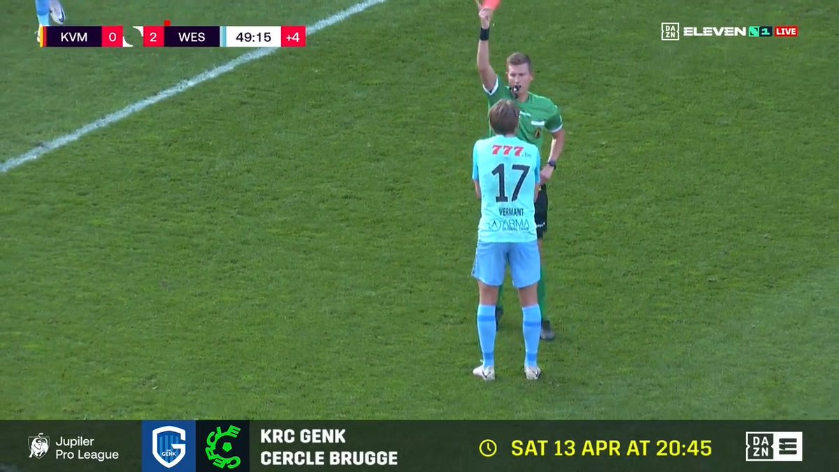 Quand Romeo Vermant recevait 2 cartons jaunes en 4 secondes 😭😭🟡 L’arbitre faisait preuve d’aucune pédagogie pour le coup… (@ElevenBeFR)