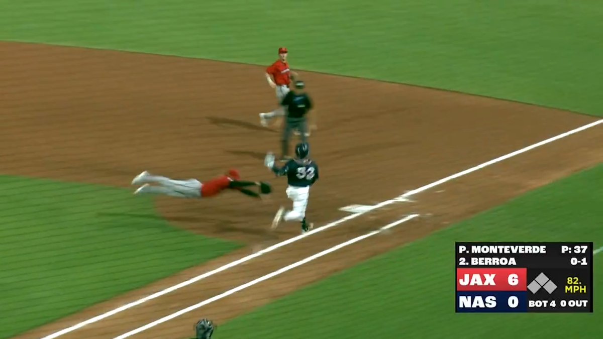 Marlins pitching prospect Patrick Monteverde went airborne to get this out himself 😤