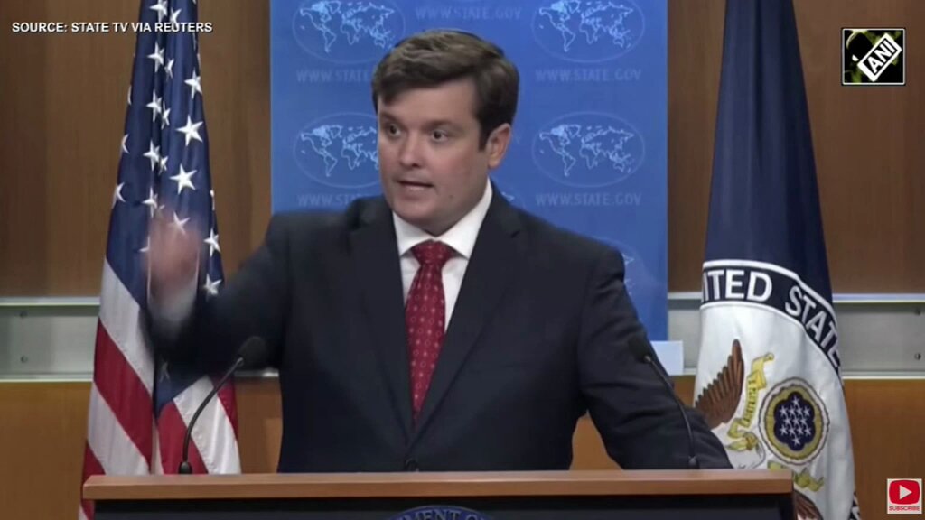 #WATCH | On the US-India ties, Principal Deputy Spokesperson for the US Department of State, Tommy Pigott says, "...This is about an honest, full and frank dialogue about real concerns that this administration has, that the President has outlined very clearly. Addressing those concerns through his actions, he's spoken about them, whether it's about the purchase of Russian oil or about the trade imbalance. Addressing those concerns is important...The President has been very clear...Ultimately, this is about a frank and full dialogue. That's what it means to advance American interests, that's what it means to have full diplomatic dialogue with partners to address concerns that we need to see addressed." (Source: State TV via Reuters)