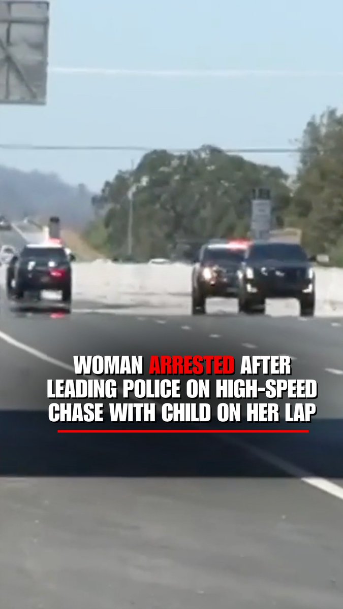 WATCH: A high-speed police chase reaching 100 mph ended with a woman desperately holding a toddler near the edge of a 40-foot drop from the freeway, according to authorities.