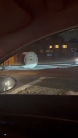 There's a giant wooden cable reel on the loose in Newton right now...
