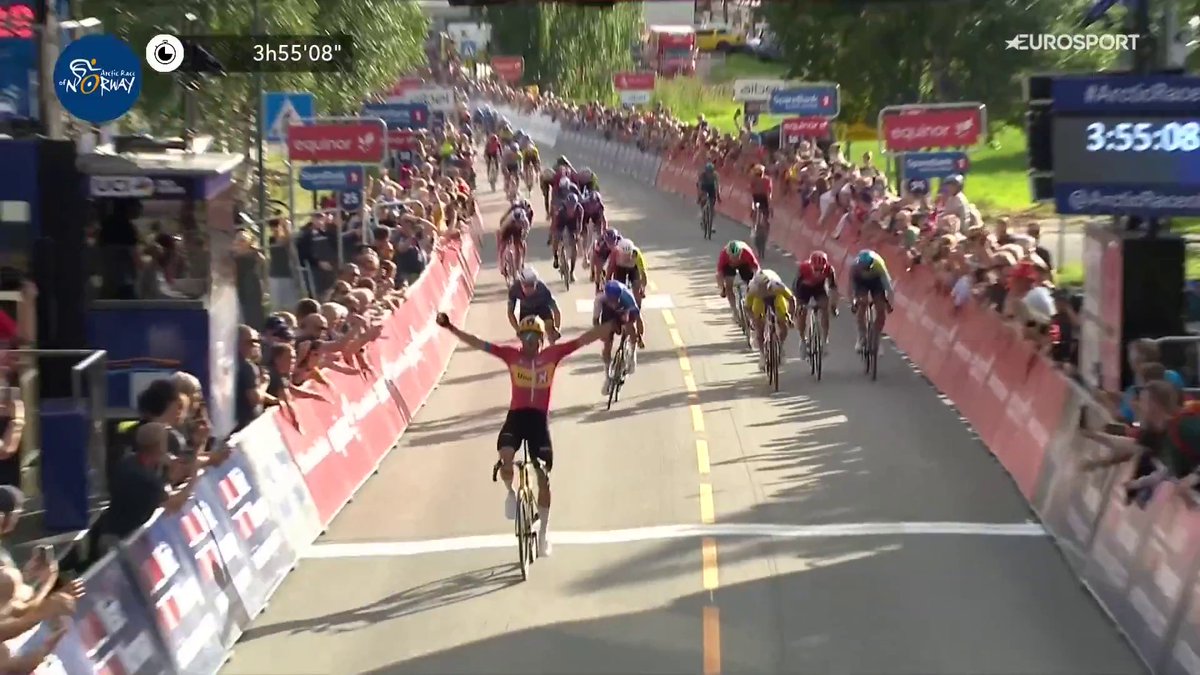Alexander Kristoff (Uno-X Mobility) WINS stage 2 of Arctic Race of Norway in Sørreisa after a messy sprint! 👏🇳🇴 He's getting very close to the magic number 100, this was his 98th pro victory. Still a beast! #ArcticRace