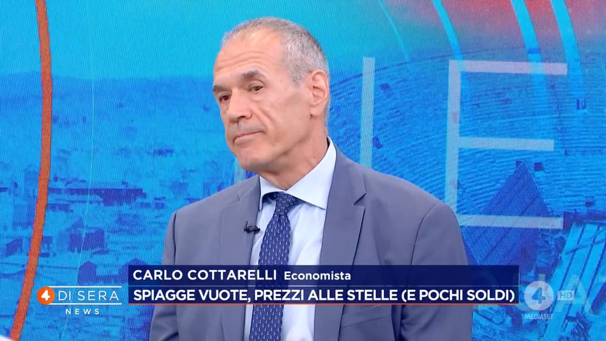 Spiagge vuote, Carlo Cottarelli: "Non è un problema causato da questo governo, ma un fenomeno mondiale" Cosa ne pensate? #4disera news in diretta su #Rete4 e in streaming su Mediaset Infinity
