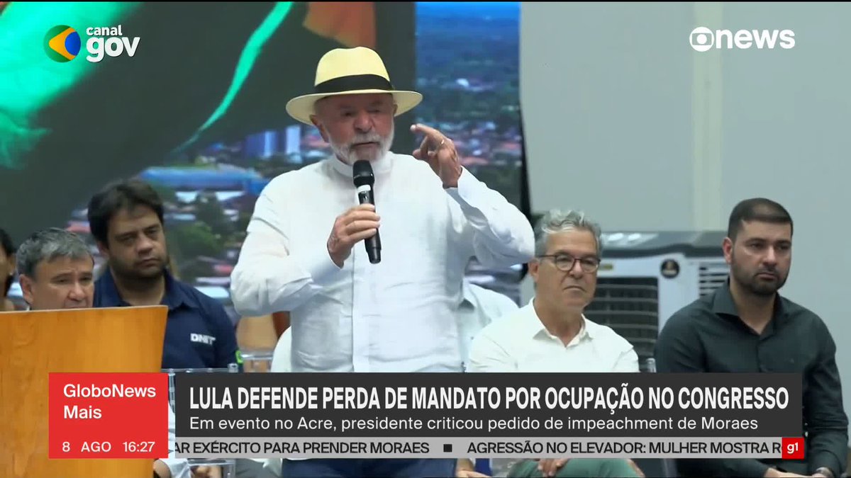 Lula defende perda de mandato por ocupação no Congresso: "Quem deveria ter o impeachment são esses deputados e senadores que ficam tentando fazer greve para não permitir que funcione a Câmara e o Senado." #GloboNewsMais ➡ Assista à #GloboNews: