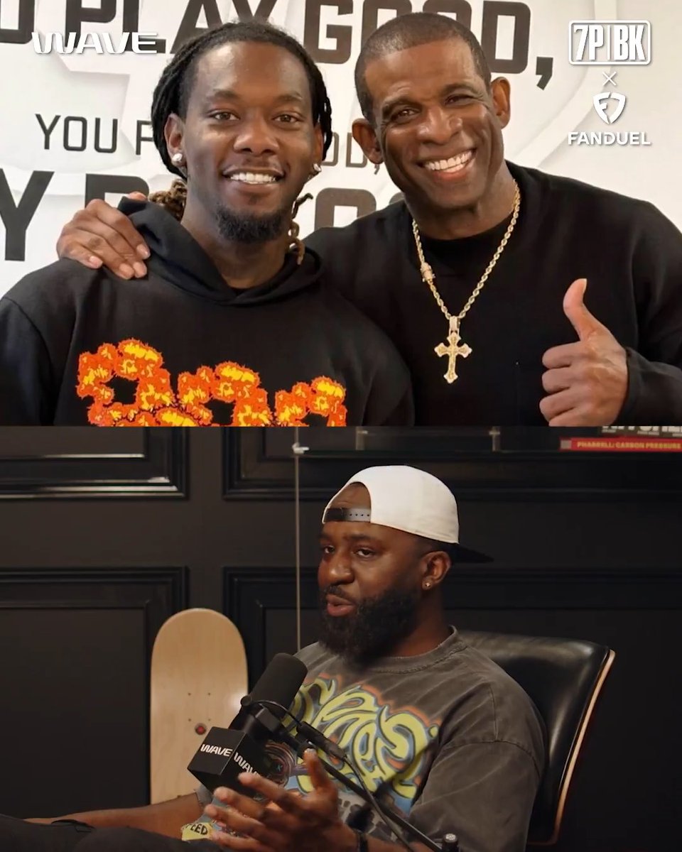 Offset &amp; Melo's love for Deion Sanders goes WAY beyond football 🫡 Offset: "I feel like Black men we need that [confidence] … that’s why I f**k with Prime.” Melo: "I admire how he empowers those young men. It's inspiring as a dad." @fdsportsbook