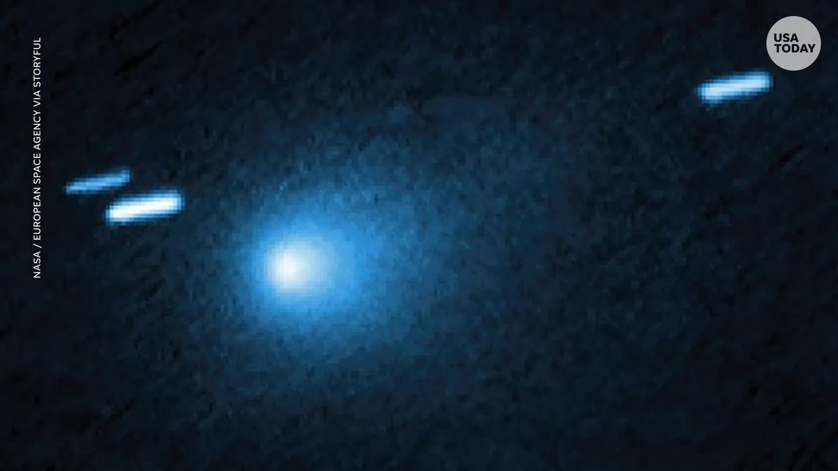 Take a look at the "sharpest-ever" photo of an interstellar comet flying at 130,000 mph, recorded by NASA’s Hubble Space Telescope.