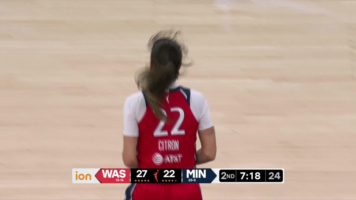 Sonia Citron can't miss 🎯 She's 3-3 from the floor as the Washington Mystics keep the lead in the Q2! WAS-MIN | ION