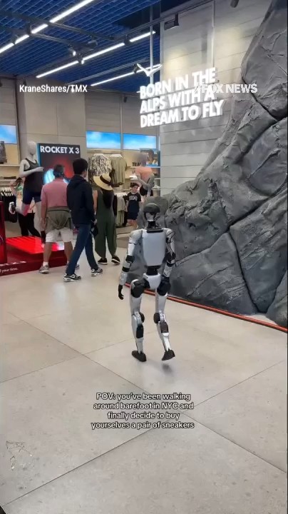 RUNNING LIKE A MACHINE: Watch what happens when a humanoid robot walks into a store looking for new sneakers | KraneShares