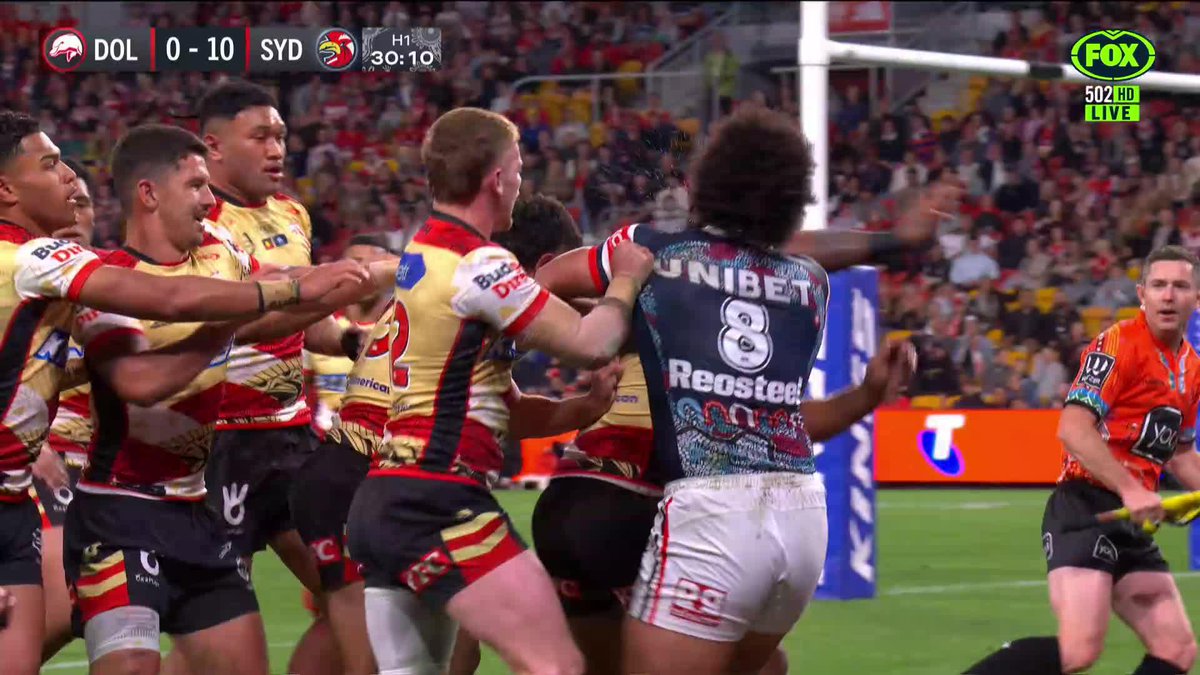 Four players have been sent to the sin bin after this incident... 📺 Watch #NRLDolphinsRoosters LIVE on ch.502 or stream on Kayo: ✍️ BLOG 🔢 MATCH CENTRE