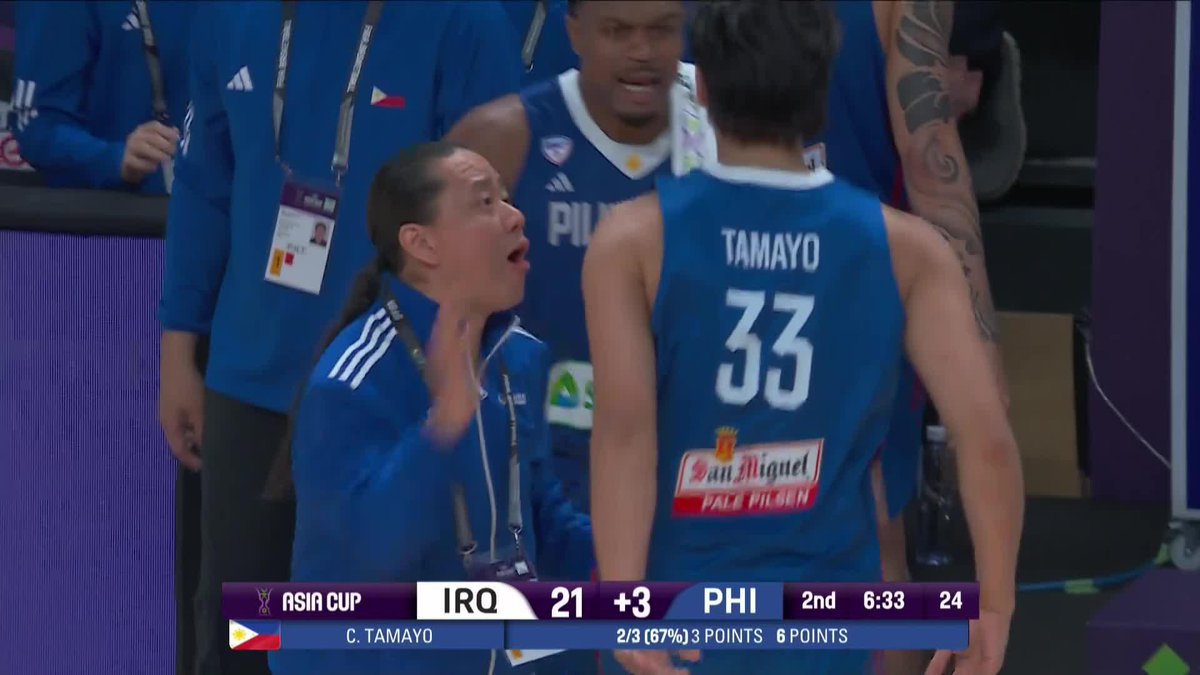 BIG CARL, BIG SHOTS 🎯 Carl Tamayo ignites the crowd and fuels a Gilas Pilipinas run with two triples in the second quarter, helping Gilas Pilipinas snatch the lead from Iraq in the 2025 FIBA Asia Cup! #GilasPilipinas #AsiaCup