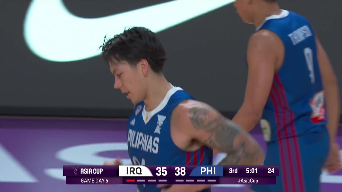 HERE COMES ST. DWIGHT 💥 Gilas Pilipinas' Dwight Ramos gets his groove in the third quarter, sinking back-to-back three-pointers to push their lead against Iraq in the 2025 FIBA Asia Cup! #GilasPilipinas #AsiaCup