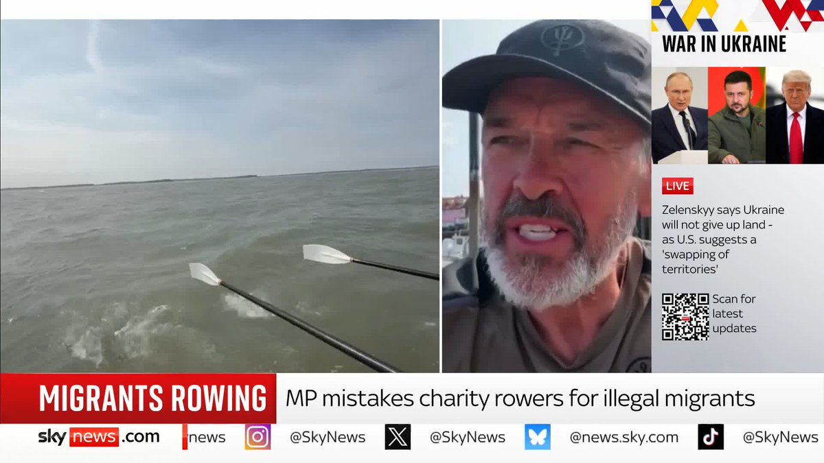 'We were all bemused and amused at the same time... it was just a bit odd.' Charity rower Matthew Parker speaks to Sky News after Robert Lowe MP mistook them for illegal migrants and alerted the coastguard. 📺 Sky 501