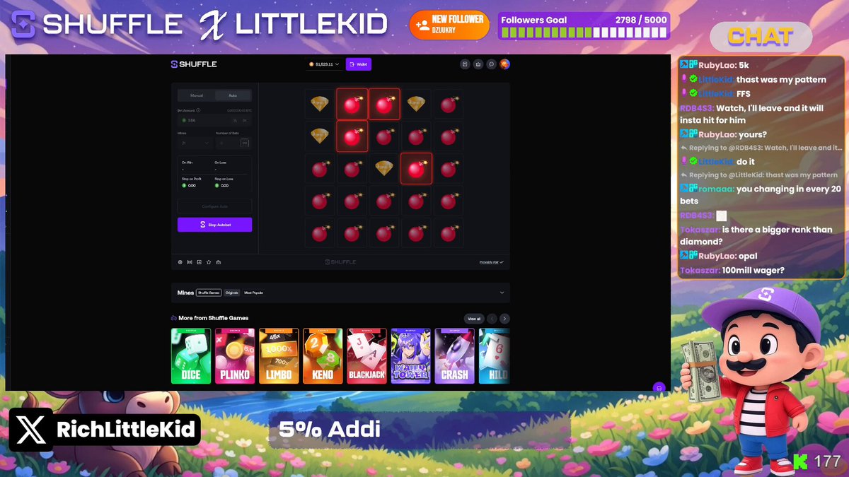 🎉 $44K MINES HIT GIVEAWAY - 12,523x! 💥 Another day, another MASSIVE win! 🚀 Join the party with a $200 GIVEAWAY! 🎁 $20 x 10 lucky winners! ✅ Follow me ✍️ Drop your Shuffle username below Not on Shuffle? Sign up with code LittleKid for your shot at financial freedom! 🤓💸 RAW AF 😎 ↖️Shuffle.com #Giveaway #Crypto #Shuffle