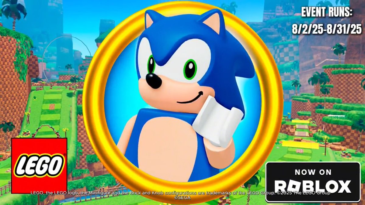 LEGO Sonic has arrived in Sonic Speed Simulator! Collect exclusive in-game rewards as you race, collect LEGO bricks, and battle! #SaveBrickHill now through August 31st!