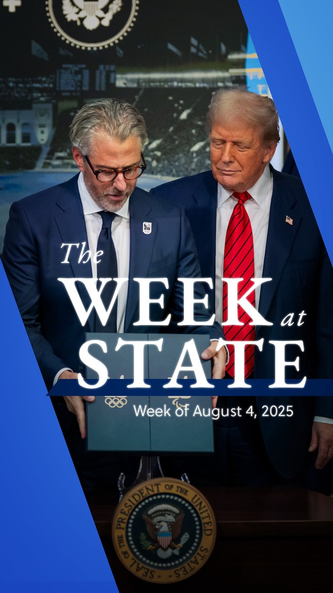 This week at State with @StateDeptSpox – marking 200 days of America First foreign policy 🇺🇸 ✈️ Special Envoy Steve Witkoff Steve Witkoff in Moscow 🇷🇸🇨🇭 Secretary Marco Rubio Strengthens Ties 🏅 White House Olympics Task Force 🇵🇭 U.S. Aids Flood Victims in Philippines
