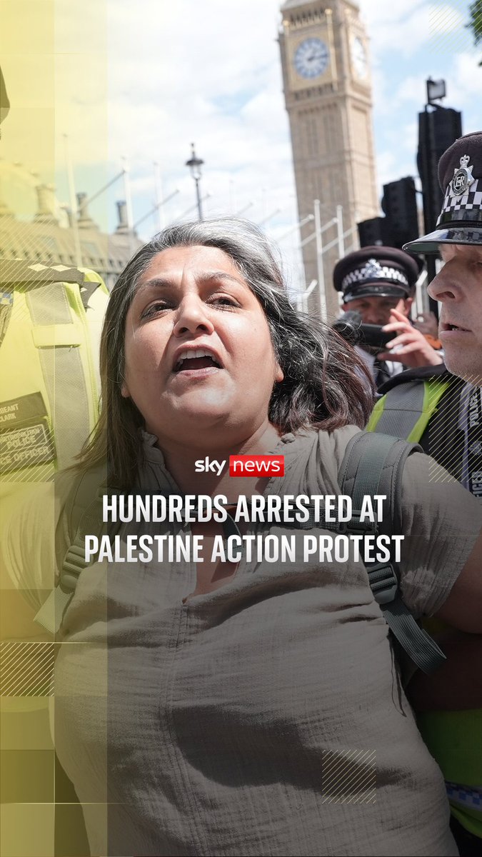 Police have made 200 arrests in London after crowds turned out for a Palestine Action demonstration - despite the group being banned. Sky's Gurpreet Narwan reports from Parliament Square.