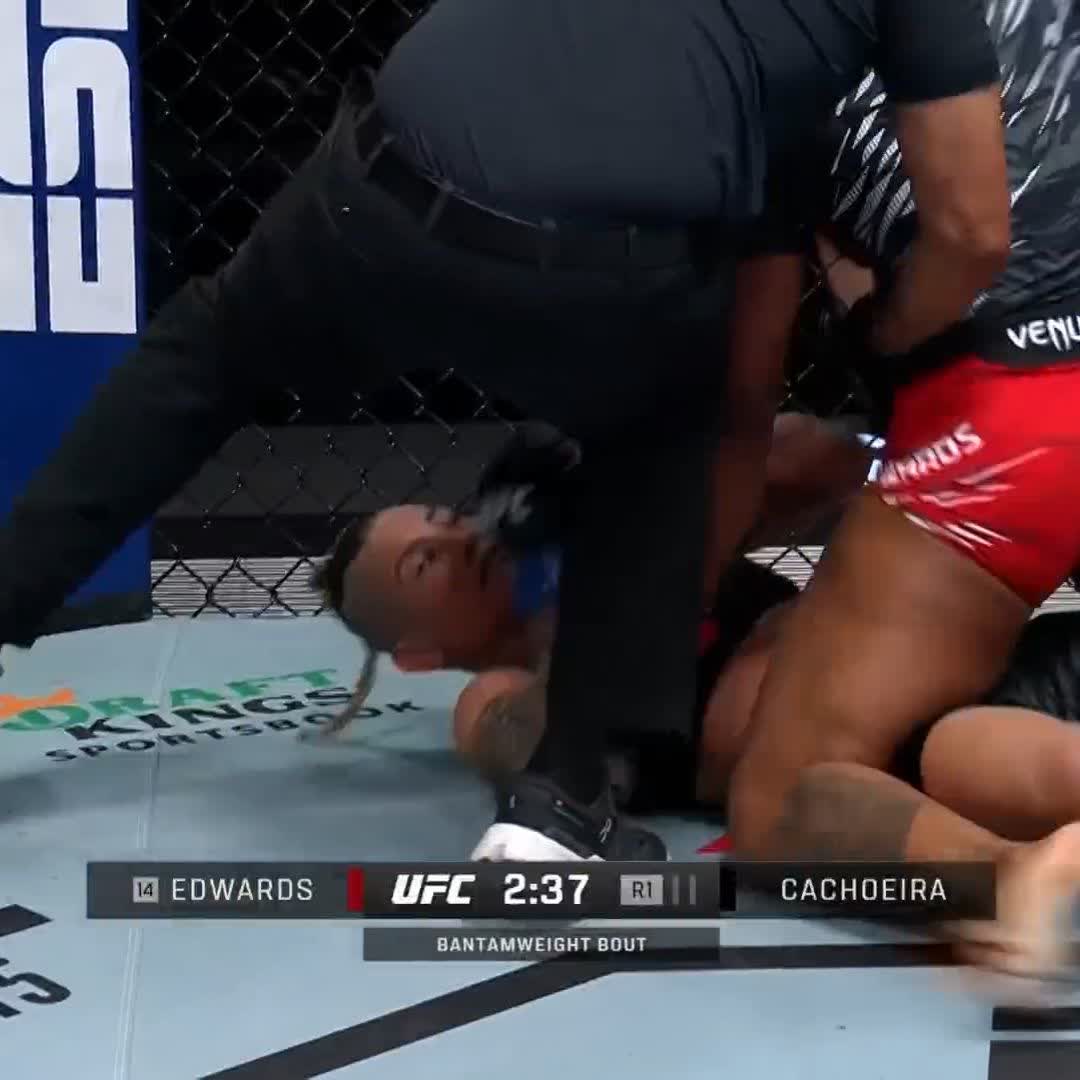 RIGHT ON THE CHIN! 💥 Joselyne Edwards earns the knockout in dramatic fashion at #UFCVegas109 👏