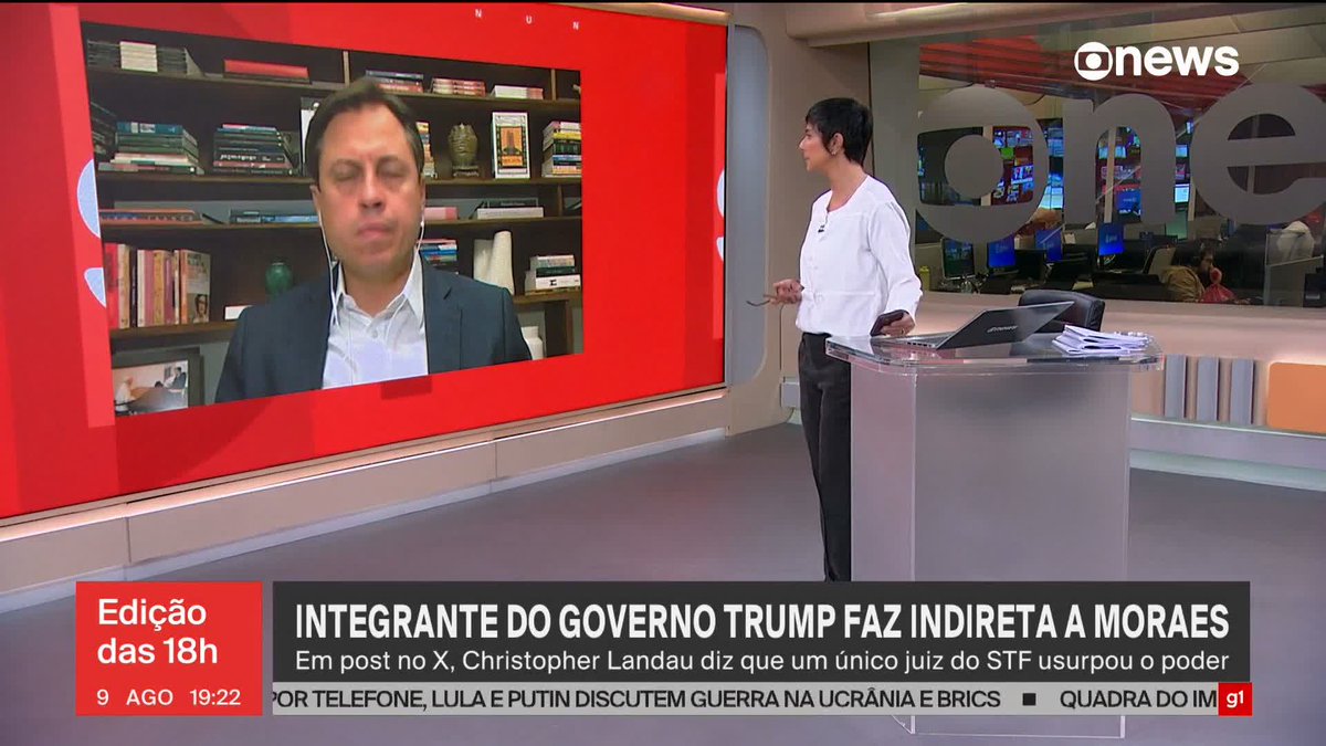 Sem citar Moraes, integrante do governo Trump diz que 'um único' ministro do STF usurpou poder no Brasil e que 'ameaça líderes com prisão'. #JornalGloboNews ➡ Assista à #GloboNews: