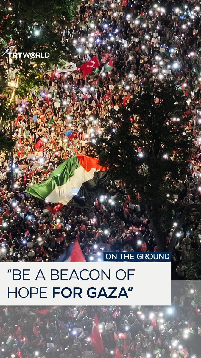 “The genocide that is happening in Gaza is shame on the whole world” Tens of thousands of pro-Palestine demonstrators in Istanbul marched with lanterns from the historic Beyazıt Square to the Ayasofya Mosque to denounce Israel’s genocidal war and blockade of Gaza