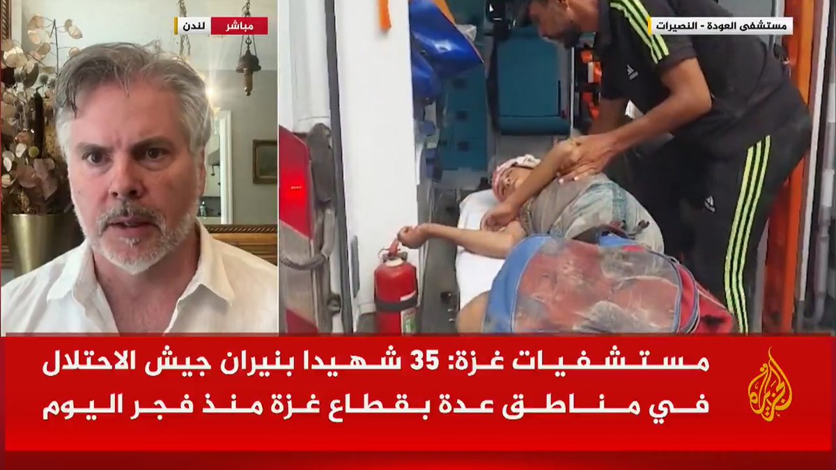 الطبيب الأمريكي العائد من #غزة مارك براونر للجزيرة: الكثير من الناس ماتوا جوعا في القطاع خلال الفترة الأخيرة، وهناك انهيار وتراجع في مستوى وظائف الجسم لدى سكان القطاع، ويجب إدخال المساعدات إلى القطاع بشكل يومي #حرب_غزة #الأخبار