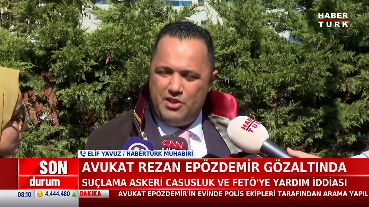 Avukat Rezan Epözdemir gözaltında Rüşvet vermek, siyasi-askeri casusluk ve FETÖ’ye yardım iddiasıyla gözaltına alındı.
