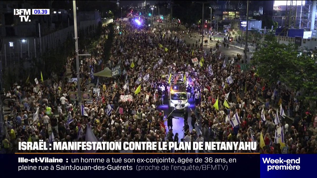 Des dizaines de milliers de personnes ont manifesté à Tel-Aviv contre le plan israélien de conquérir Gaza