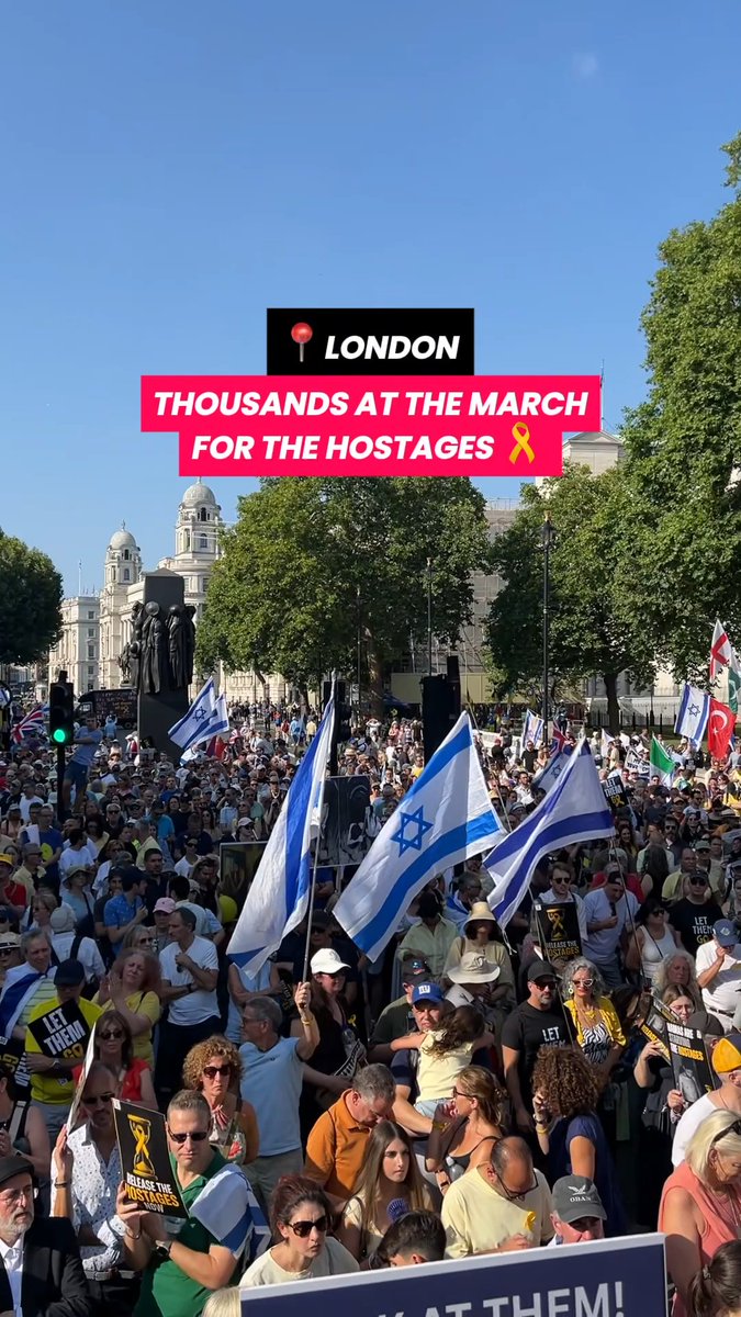 THOUSANDS in LONDON marching as a message to the UK government to not recognise Palestinian state without the release of the hostages.