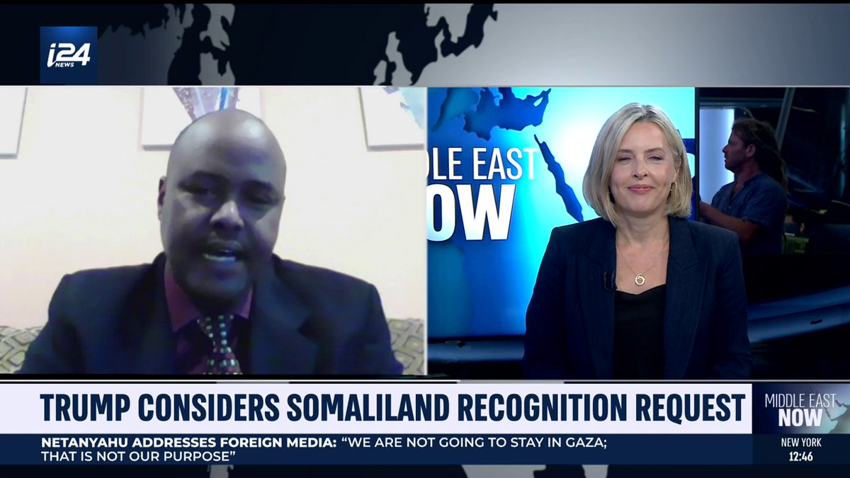 "We have regained our independence since the unification of Somalia and Somaliland, after the dictator tried to wipe us off the map." Saeed Ibrahim breaks down Trump’s comment on recognizing Somaliland with @laura_i24 on Middle East Now