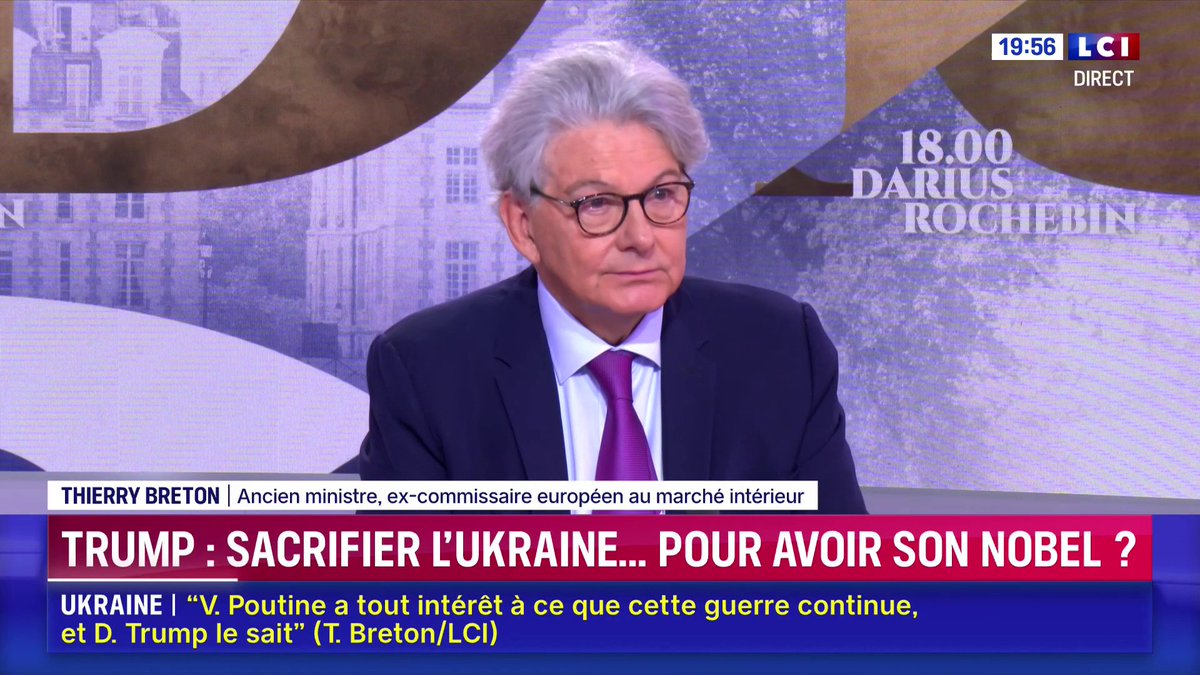 "Nous sommes dans un monde où la diplomatie est appuyée sur la puissance que vous représentez", décrypte Thierry Breton. "Tirons-en une bonne fois pour toutes les leçons, nous, Européens ! Il est urgentissime que nous intégrions cette nouvelle donne." ▶️ avec Darius Rochebin