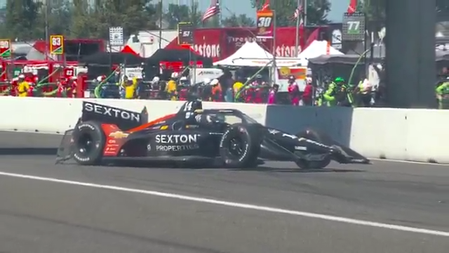 Santino Ferrucci goes around and into the wall.