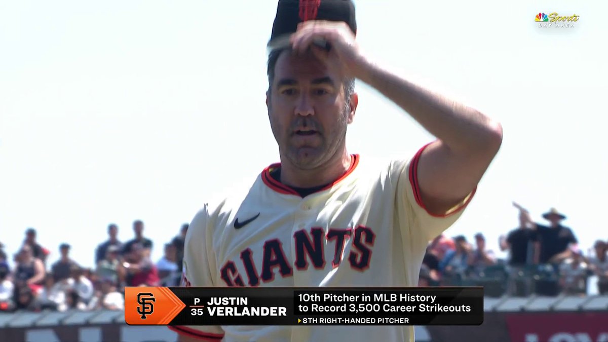 Justin Verlander strikes out the side and reaches 3,500 career K's 👏