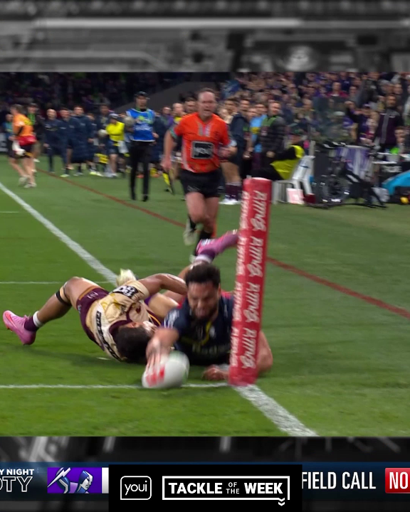 Selwyn Cobbo came up with one of the try-savers of the season! 🤯 Tackle of the Week, thanks to Youi.
