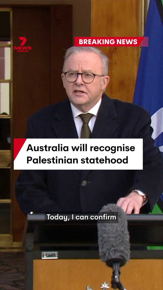 BREAKING: Albanese Labor Govt confirms Australia will recognise the state of Palestine, recognising the authority (Hamas) leaders. This action pits Australia at opposition to our defence partner, the United States. Interesting times ahead.