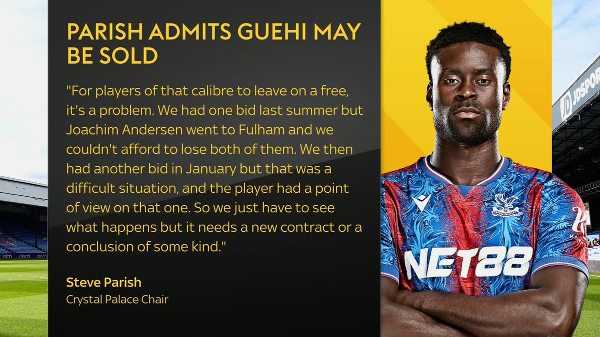 Crystal Palace Chair Steve Parish admits Marc Guehi may be sold this transfer window 🗣️