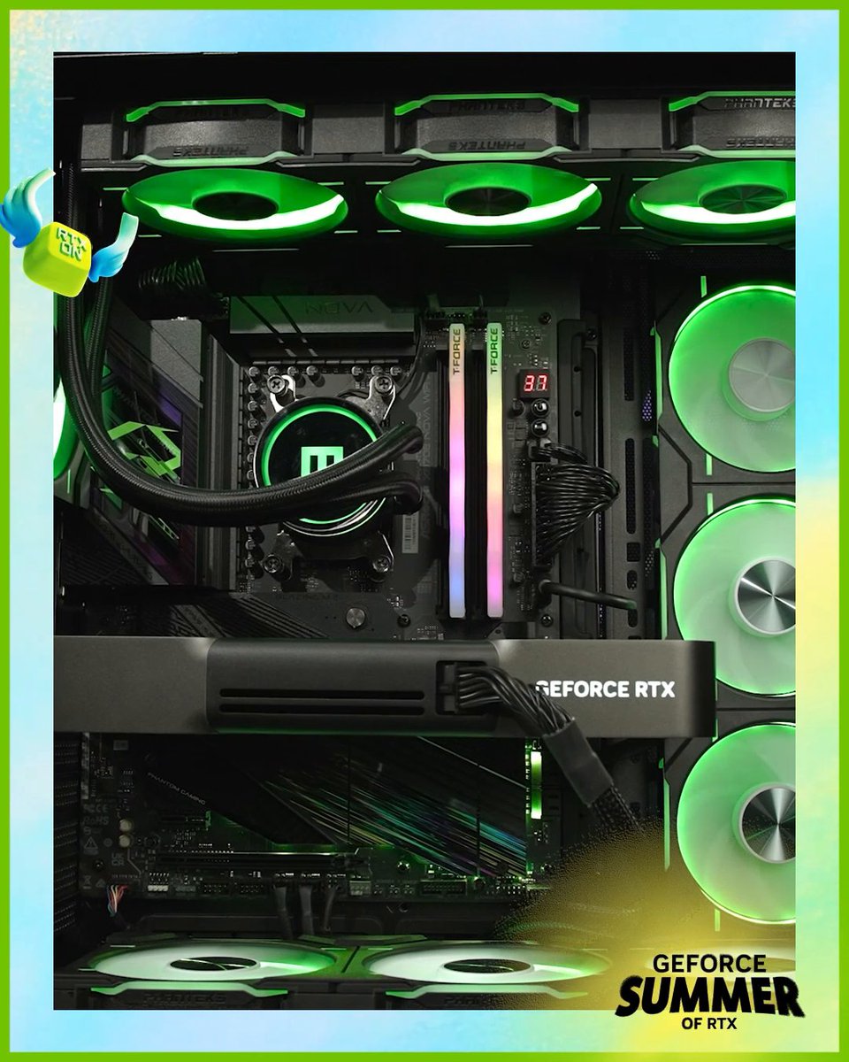 ☀️ GeForce Summer RTX PC Week ☀️ This week, we're celebrating all things PC ahead of Gamescom with PC goodness + giving you chances to WIN: 🟢 3 EPIC FREE PCs 🟢 GeForce RTX 50 Series GPUs 🟢 GeForce RTX Build Spotlights 🟢 Caturday?! Reply "GeForce PC Week" to ENTER to WIN