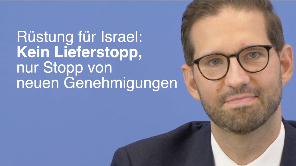 Es gibt keinen Lieferstopp von deutscher Rüstung nach Israel. Es gibt lediglich einen Stopp von neuen Genehmigungen für Rüstungsexporte nach Israel. Dies stellte heute der stellv. Regierungssprecher klar. Bedeutet: Längst genehmigte Rüstungsexporte werden auch geliefert.