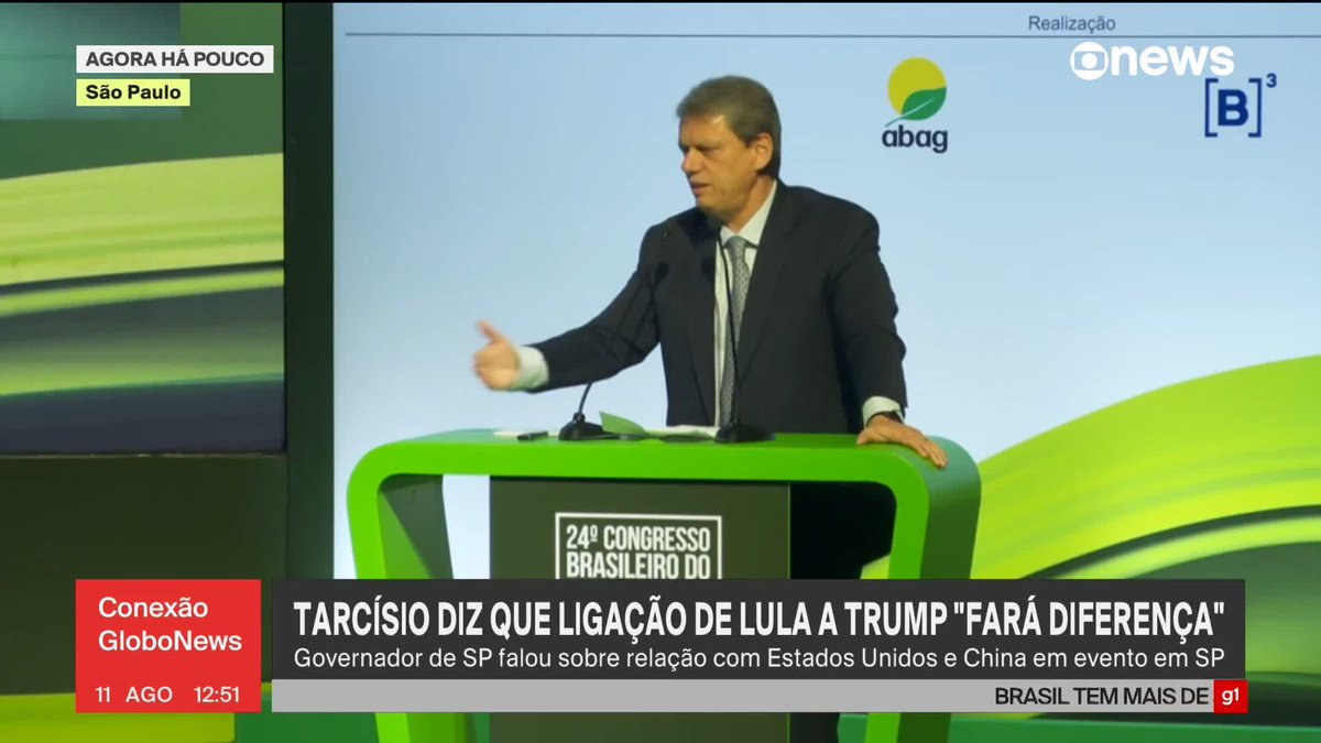 Tarcísio diz que ligação de Lula a Trump "fará diferença". #ConexãoGloboNews ➡ Assista à #GloboNews: