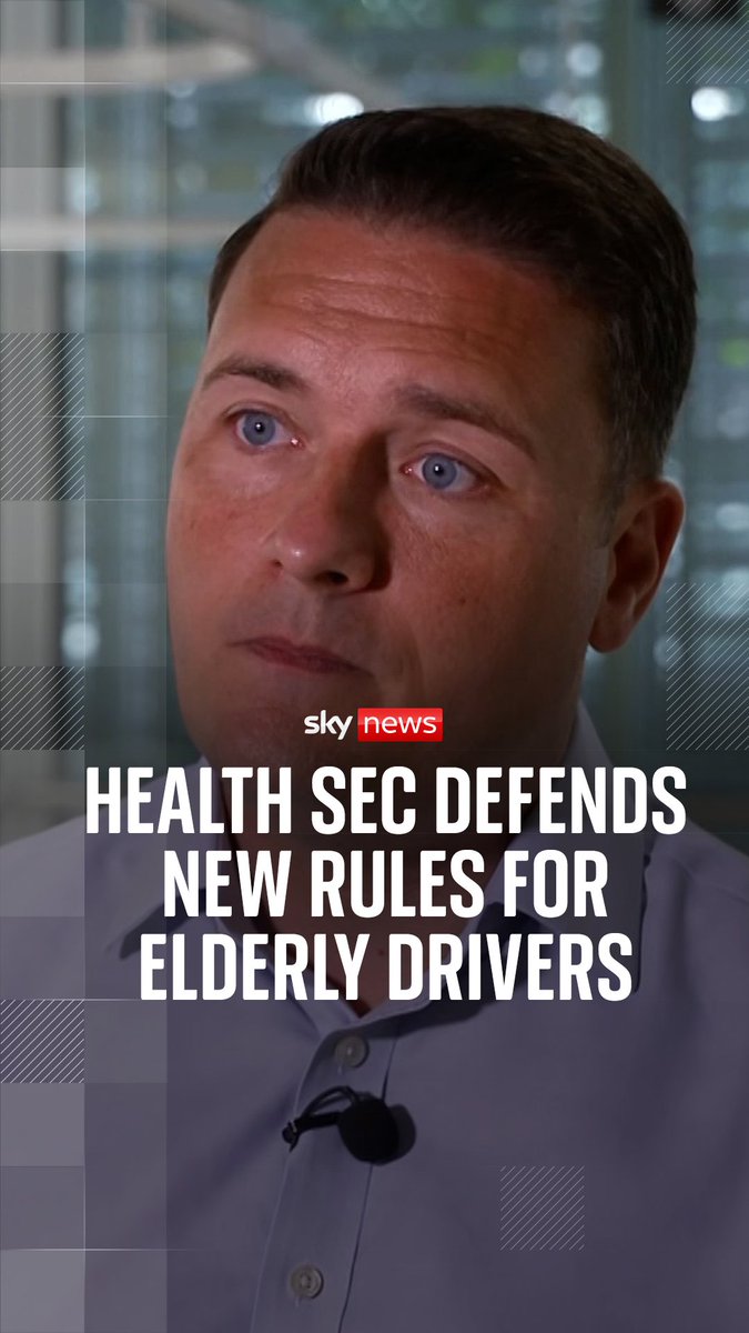 Health secretary Wes Streeting has defended plans to introduce compulsory eye tests for drivers over the age of 70 - which could see them banned if they fail. 🔗