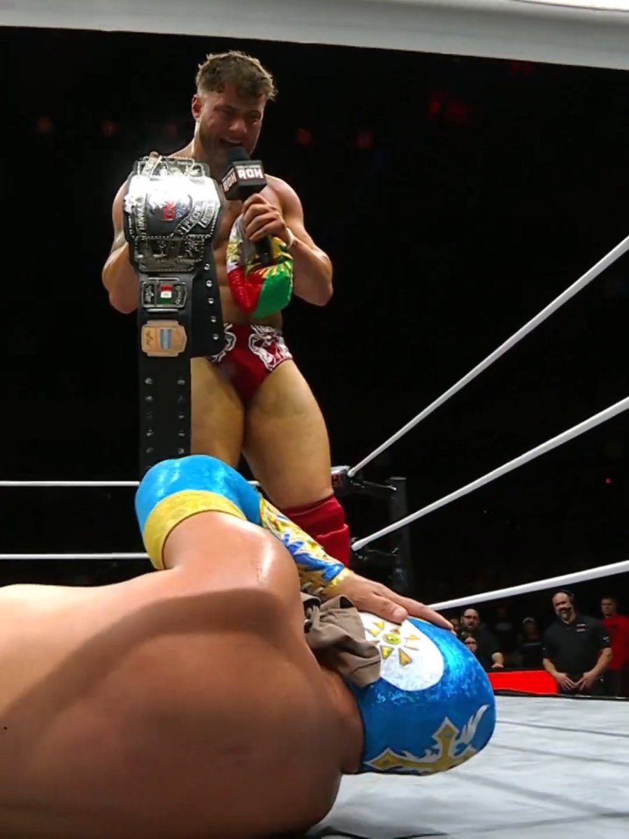 The new CMLL World Champion Maxwell Jacob Friedman™️ launched a post-match assault on CARISTICO MISTICO MX Oficial after Wednesday’s ROH TV taping in Cleveland!