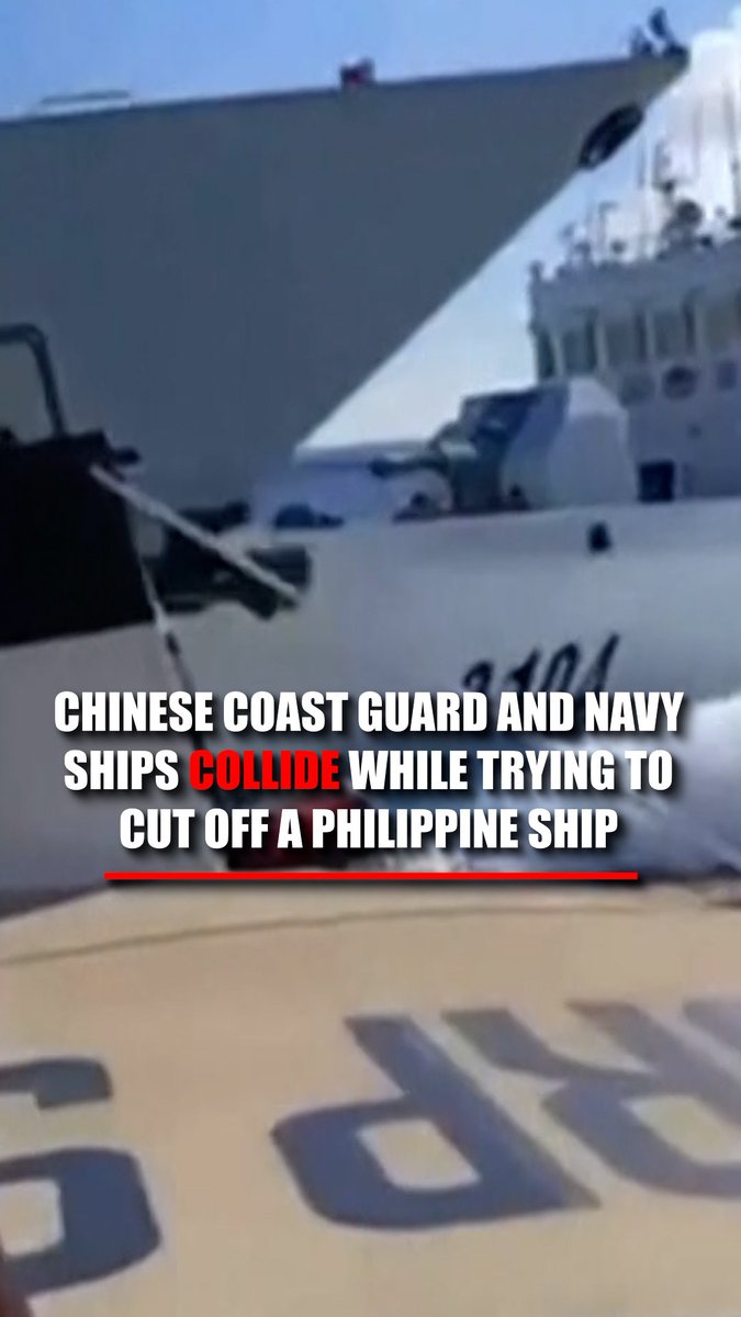 WATCH: Chinese military vessels collide during a high-speed pursuit of a Philippine ship in disputed waters — at least one Chinese cutter was seriously damaged.