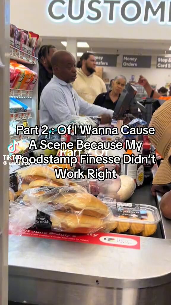 Lady freaks out because her food stamps didn't cover everything like it did last month.