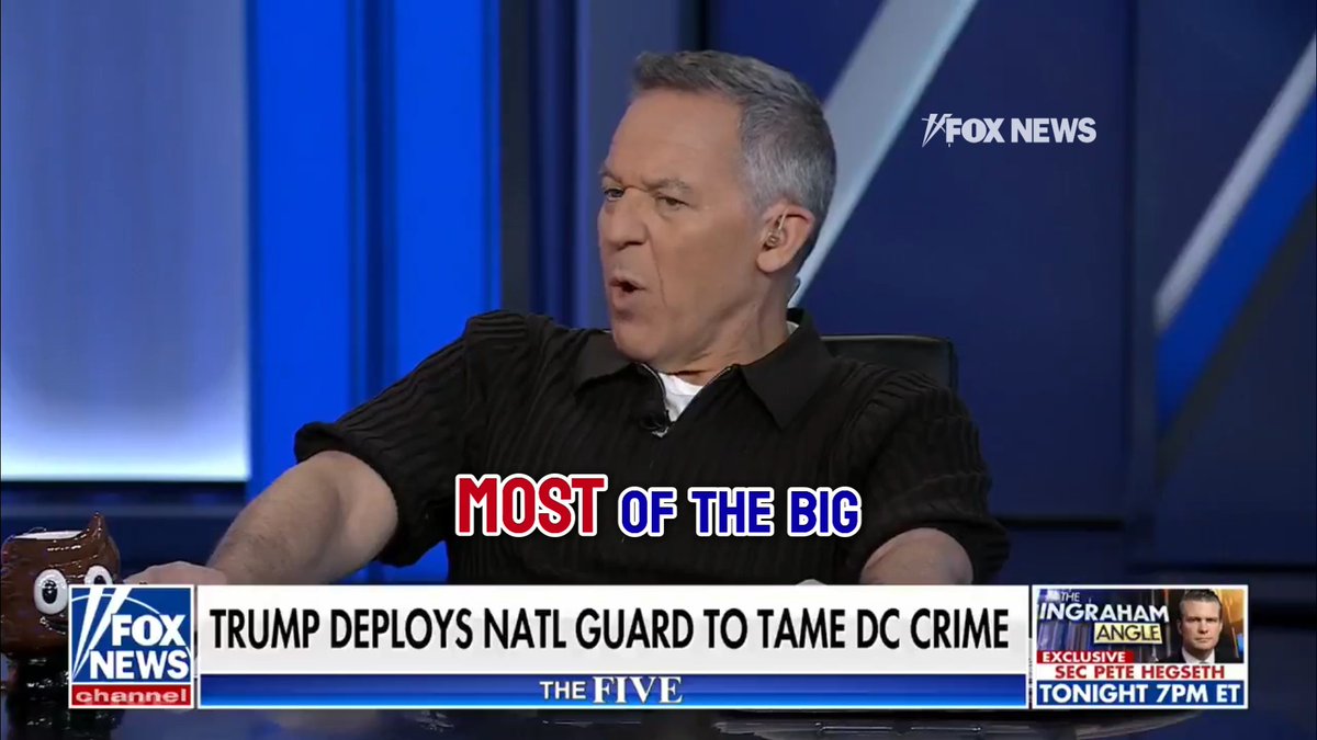 "Carjacking is up 547%": Greg Gutfeld on President Trump vowing to take command of crime and deploy the National Guard in Washington, D.C. on The Five.