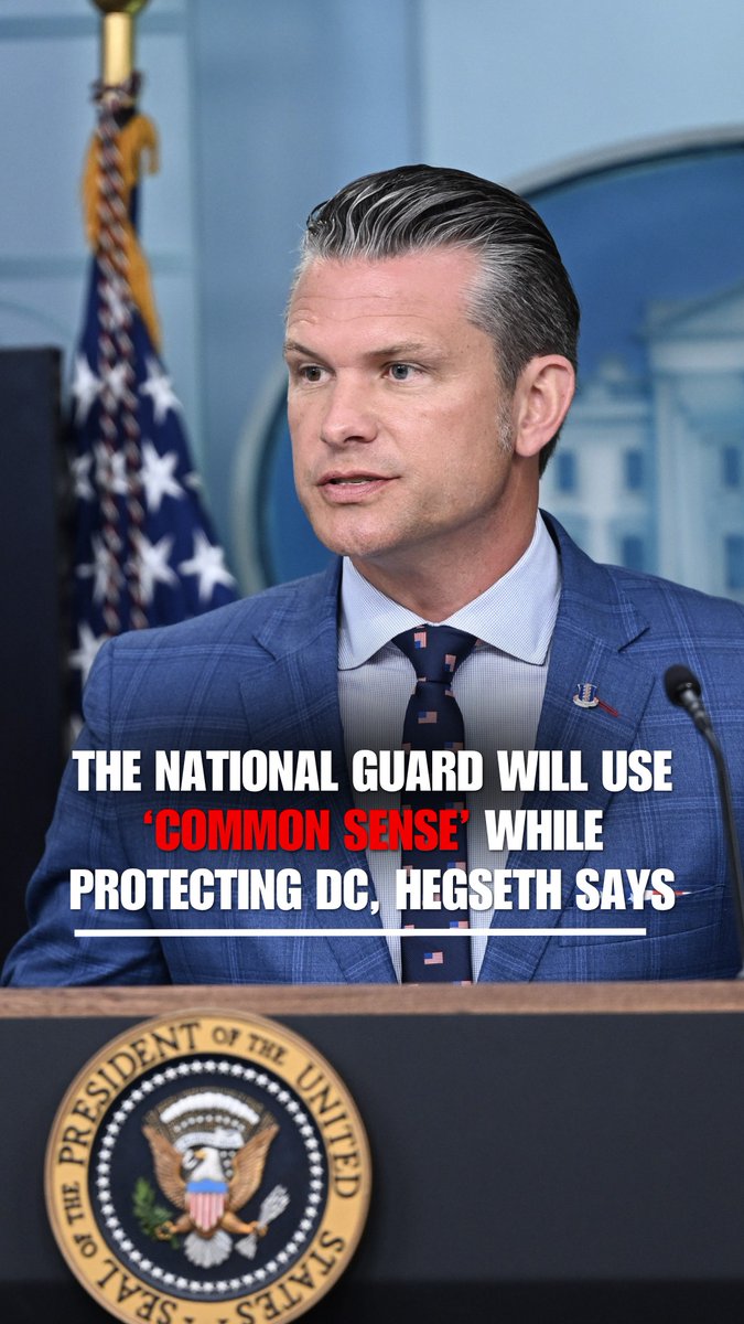 The National Guard won't be involved in "law enforcement functions," but will apply "common sense" if they see a crime being committed, Secretary of Defense Pete Hegseth Pete Hegseth says.